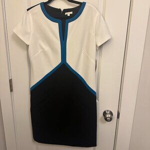 NBW Shoshanna Short Sleeve Dress (Size: 12; Color: Black, Blue & White)
